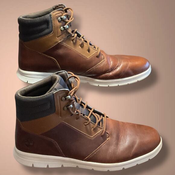 Men's Sz 12 TIMBERLAND Graydon Brown Leather Sneaker Boot Excellent Condition - Picture 4 of 13